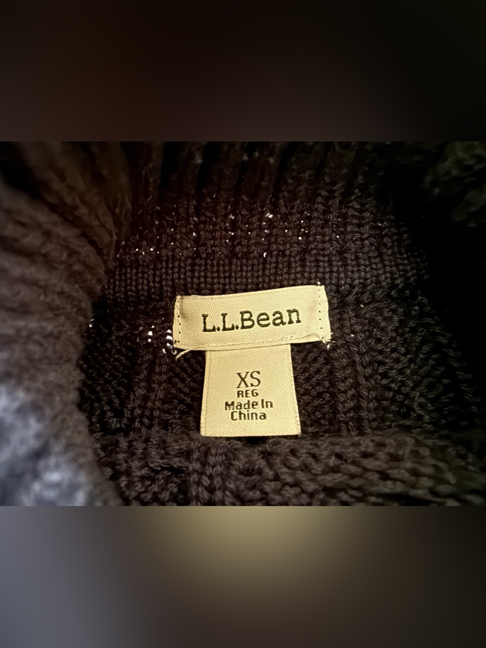 LL Bean Sweater Fisherman Cable Knit Turtleneck Pullover Navy Women’s Size XS - Picture 7 of 13
